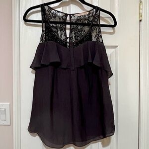 Rebecca Taylor 8 Purple Lace Ruffle Blouse